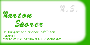 marton sporer business card